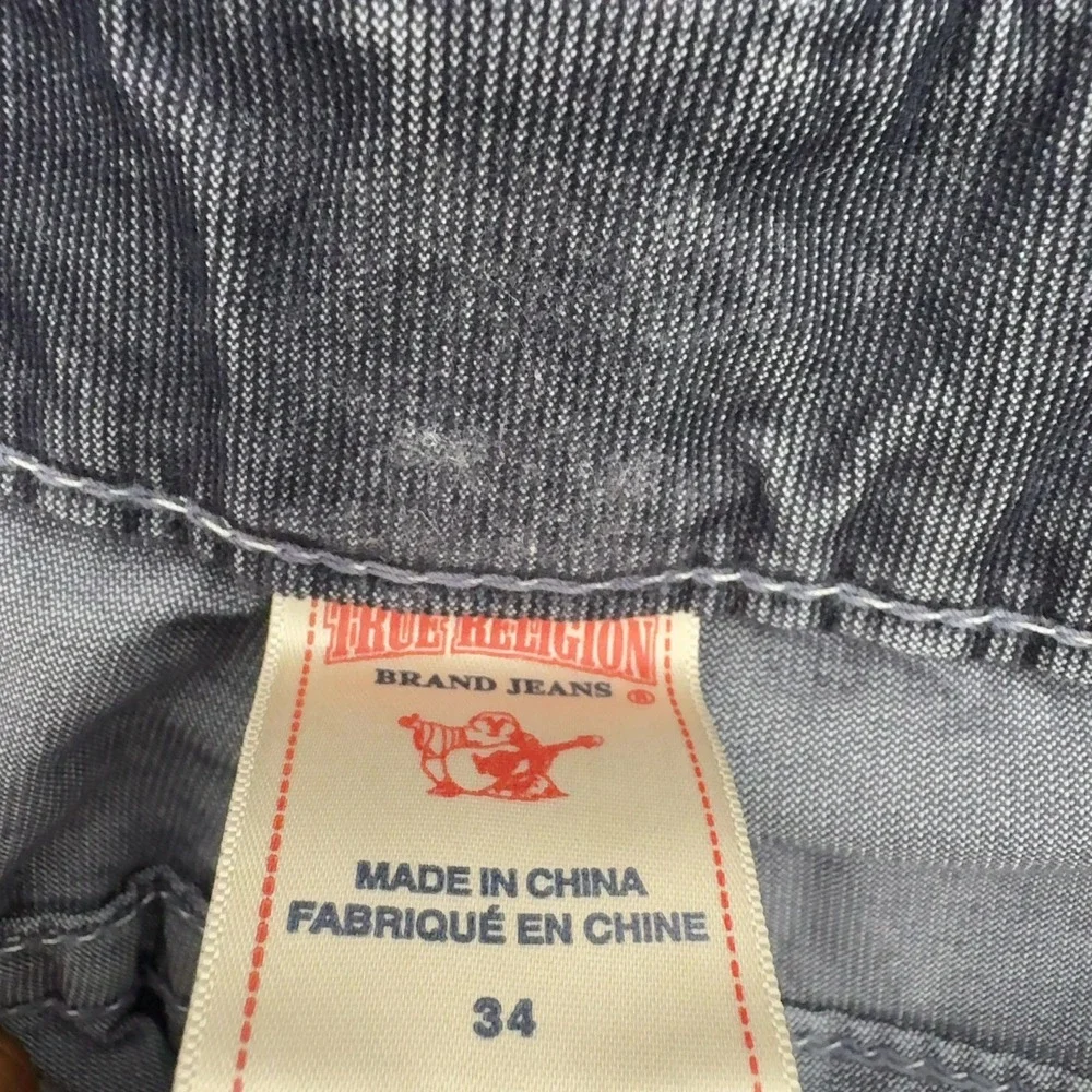 True Religion Ricky Pants Mens 34 Grey Cotton Blend Straight Leg Y2K